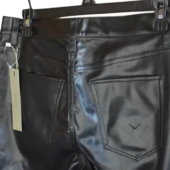 Hudson Barbara High Waist Straight Pant In Black Beauty Faux Leather, Size 28